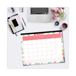 Day Designer Peyton Academic Desk Pad, Floral Artwork, 22 x 17, Black Binding, Clear Corners, 12-Month (July-June): 2023-2024