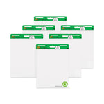 Vertical-Orientation Self-Stick Easel Pad Value Pack, Green Headband, Unruled, 25 x 30, White, 30 Sheets, 6/Carton