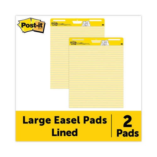 Vertical-Orientation Self-Stick Easel Pads, Presentation Format (1.5" Rule), 25 x 30, Yellow, 30 Sheets, 2/Carton