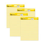 Vertical-Orientation Self-Stick Easel Pad Value Pack, Presentation Format (1.5" Rule), 25 x 30, Yellow, 30 Sheets, 4/Carton