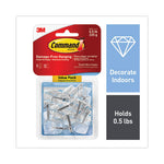 Clear Hooks and Strips, Small, Plastic/Metal, 0.5 lb, 9 Hooks and 12 Strips/Pack