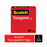 Transparent Tape, 3" Core, 1" x 72 yds, Transparent