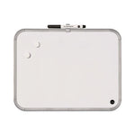 Magnetic Dry Erase Board, 11 x 14, White Surface, White Plastic Frame