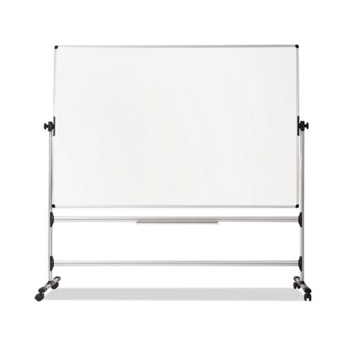 Earth Silver Easy Clean Mobile Revolver Dry Erase Boards, 48 x 70, White Surface, Silver Steel Frame