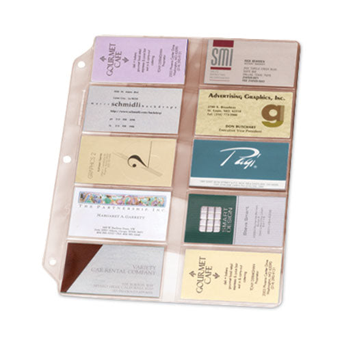 Business Card Refill Pages, For 2 x 3.5 Cards, Clear, 20 Cards/Sheet, 10 Sheets/Pack