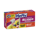 Slider Bags, 1 qt, 1.5 mil, 8" x 7", Clear, 40/Box