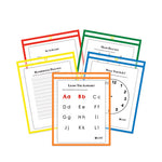 Reusable Dry Erase Pockets, 9 x 12, Assorted Primary Colors, 25/Box