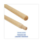 Heavy-Duty Threaded End Lacquered Hardwood Broom Handle, 1.13" dia x 60", Natural