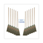 Mixed Fiber Maid Broom, Mixed Fiber Bristles, 55" Overall Length, Natural, 12/Carton