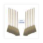 Warehouse Broom, Corn Fiber Bristles, 56" Overall Length, Natural, 12/Carton