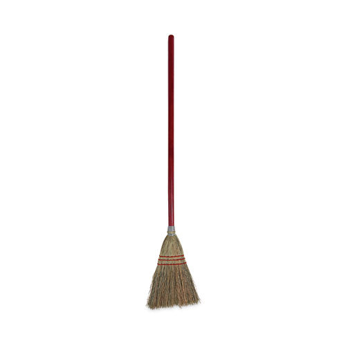 Corn Fiber Lobby/Toy Broom, Corn Fiber Bristles, 39" Overall Length, Red