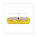 Dual-Surface Scrub Brush, Yellow Polypropylene Bristles, 10" Brush, Plastic Handle