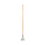 Quick Change Metal Head Mop Handle for No. 20 and Up Heads, 62" Wood Handle