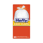 Easy Flaps Trash Bags, 13 gal, 0.8 mil, 23.75" x 28", White, 80/Box