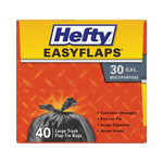 Easy Flaps Trash Bags, 30 gal, 0.85 mil, 30" x 33", Black, 40 Bags/Box, 6 Boxes/Carton