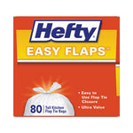 Easy Flaps Trash Bags, 13 gal, 0.69 mil, 23.75" x 28", White, 80 Bags/Box, 3 Boxes/Carton