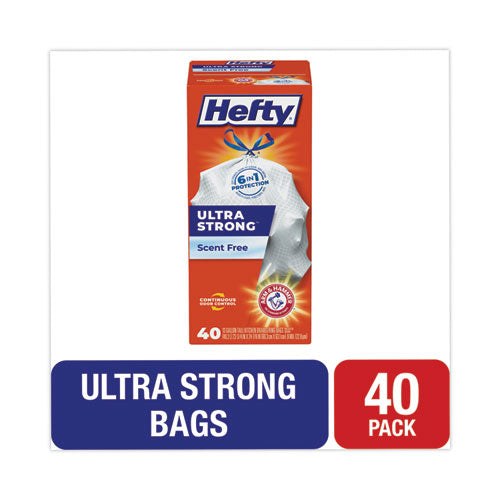 Ultra Strong Tall Kitchen and Trash Bags, 13 gal, 0.9 mil, 23.75" x 24.88", White, 40/Box