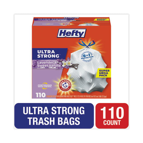 Ultra Strong Scented Tall White Kitchen Bags, 13 gal, 0.9 mil, 23.75" x 24.88", White, 110/Box