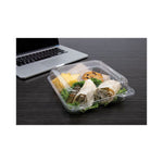 StayLock Clear Hinged Lid Containers, 3-Compartment, 8.6 x 9 x 3, Clear, Plastic, 100/Packs, 2 Packs/Carton