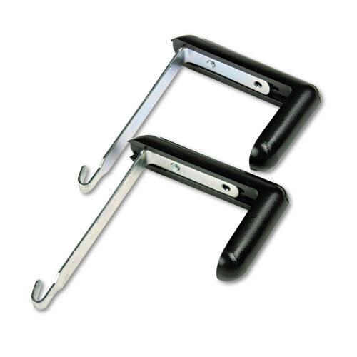 Adjustable Cubicle Hangers, For 1.5" to 3" Thick Partition Walls, Aluminum/Black, 2/Set