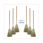 100% Corn Brooms, 60" Overall Length, Natural, 6/Carton