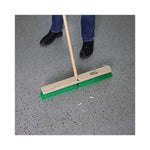 Floor Broom Head, 3" Green Flagged Recycled PET Plastic Bristles, 24" Brush