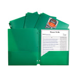 Two-Pocket Heavyweight Poly Portfolio Folder, 3-Hole Punch, 11 x 8.5, Green, 25/Box