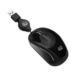 Illuminated Retractable Mouse, USB 2.0, Left/Right Hand Use, Black