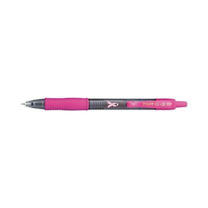 G2 Premium Breast Cancer Awareness Gel Pen, Retractable, Fine 0.7 mm, Black Ink, Smoke/Pink Barrel, Dozen