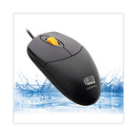 iMouse W3 Waterproof Antimicrobial Mouse with Magnetic Scroll Wheel, USB 2.0, Left/Right Hand Use, Black