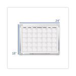 Framed Calendar Dry Erase Board, 24 x 18, White Surface, Silver Aluminum Frame