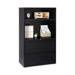 Combo Bookshelf/Lateral File Cabinet, 2 Shelves (1 Adjustable), 2 Letter/Legal Drawers, Black, 36 x 18.62 x 60
