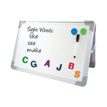 Dual-Sided Desktop Dry Erase Board, 18 x 12, White Surface, Silver Aluminum Frame