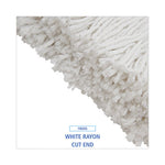 Premium Cut-End Wet Mop Heads, Rayon, 20oz, White, 12/Carton