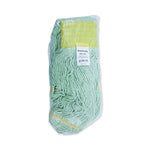 EcoMop Looped-End Mop Head, Recycled Fibers, Large Size, Green, 12/Carton