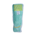 EcoMop Looped-End Mop Head, Recycled Fibers, Medium Size, Green, 12/Carton