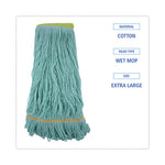 EcoMop Looped-End Mop Head, Recycled Fibers, Extra Large Size, Green