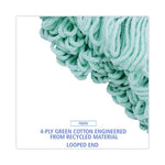 EcoMop Looped-End Mop Head, Recycled Fibers, Extra Large Size, Green