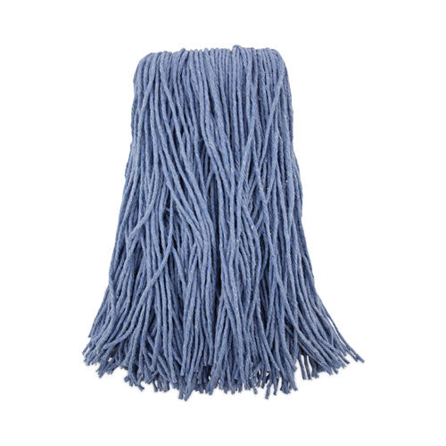 Mop Head, Standard Head, Cotton/Synthetic Fiber, Cut-End, #24, Blue, 12/Carton