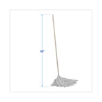 Handle/Deck Mops, #16 White Cotton Head, 48" Natural Wood Handle