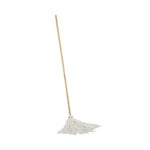 Handle/Deck Mops, #16 White Rayon Head, 48" Natural Wood Handle