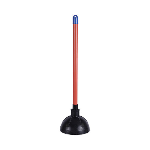 Toilet Plunger, 18" Plastic Handle, 5.63" dia, Red/Black