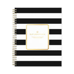 Day Designer Daily/Monthly Frosted Planner, Rugby Stripe Artwork, 10 x 8, Black/White Cover, 12-Month (July-June): 2023-2024