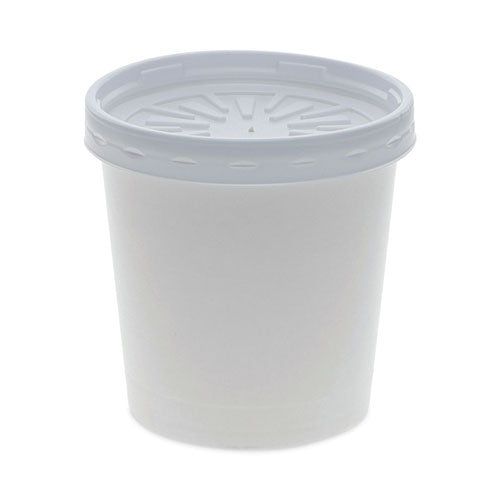 Paper Round Food Container and Lid Combo, 16 oz, 3.75" Diameter x 3.88h", White, 250/Carton