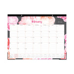 Joselyn Desk Pad, Rose Artwork, 22 x 17, White/Pink/Peach Sheets, Black Binding, Clear Corners, 12-Month (Jan-Dec): 2024