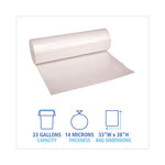 High-Density Can Liners, 33 gal, 14 mic, 33" x 38", Natural, 25 Bags/Roll, 10 Rolls/Carton