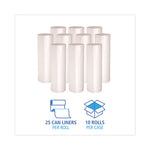 High-Density Can Liners, 33 gal, 14 mic, 33" x 38", Natural, 25 Bags/Roll, 10 Rolls/Carton