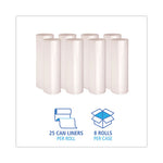 High-Density Can Liners, 60 gal, 11 mic, 38" x 58", Natural, 25 Bags/Roll, 8 Rolls/Carton