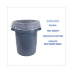 High-Density Can Liners, 60 gal, 11 mic, 38" x 58", Natural, 25 Bags/Roll, 8 Rolls/Carton