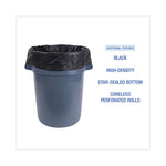 High-Density Can Liners, 60 gal, 14 mic, 38" x 58", Black, 25 Bags/Roll, 8 Rolls/Carton